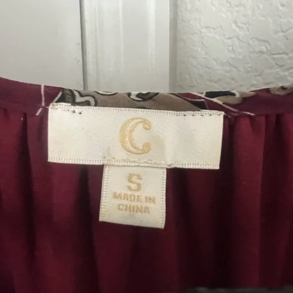 Burgundy Patterned 3/4 Sleeve Maxi Dress - Picture 7 of 7